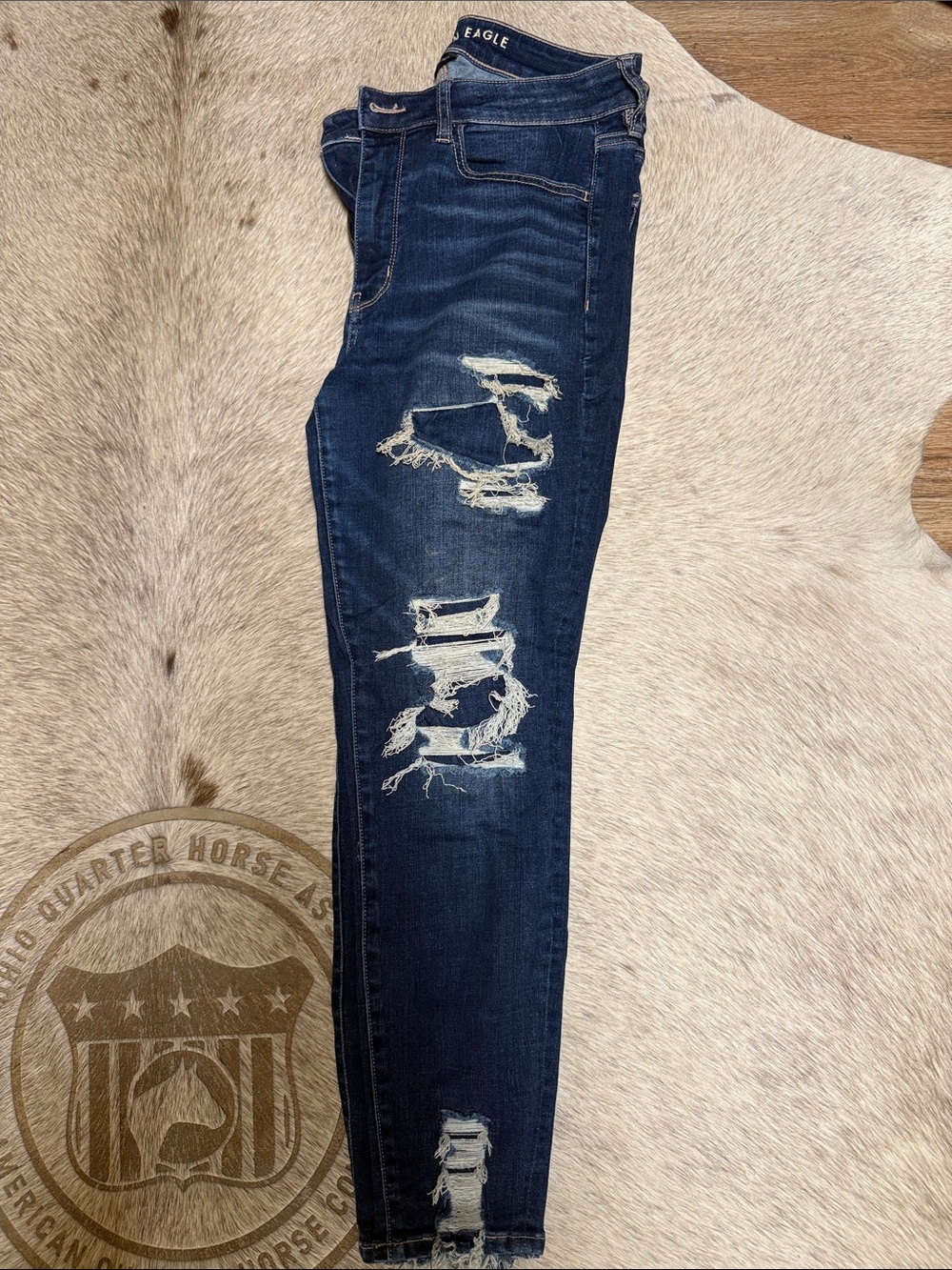 American Eagle Outfitters Women’s Dark Blue Distressed Skinny Jeans